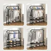Double-Layer Clothes Drying Rack with Shoe Storage Shelf–Organizer Shelf,Floor Standing Design for Bedroom,Balcony,or Bathroom 6
