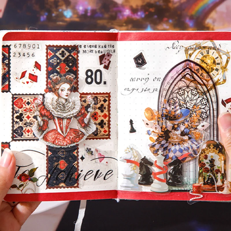 Mr. Paper 100-Sheet Fantasy Wonderland Theme 3D Scene Stickers DIY Journal & Photo Album Collage Decorations Scenery Sticker Set