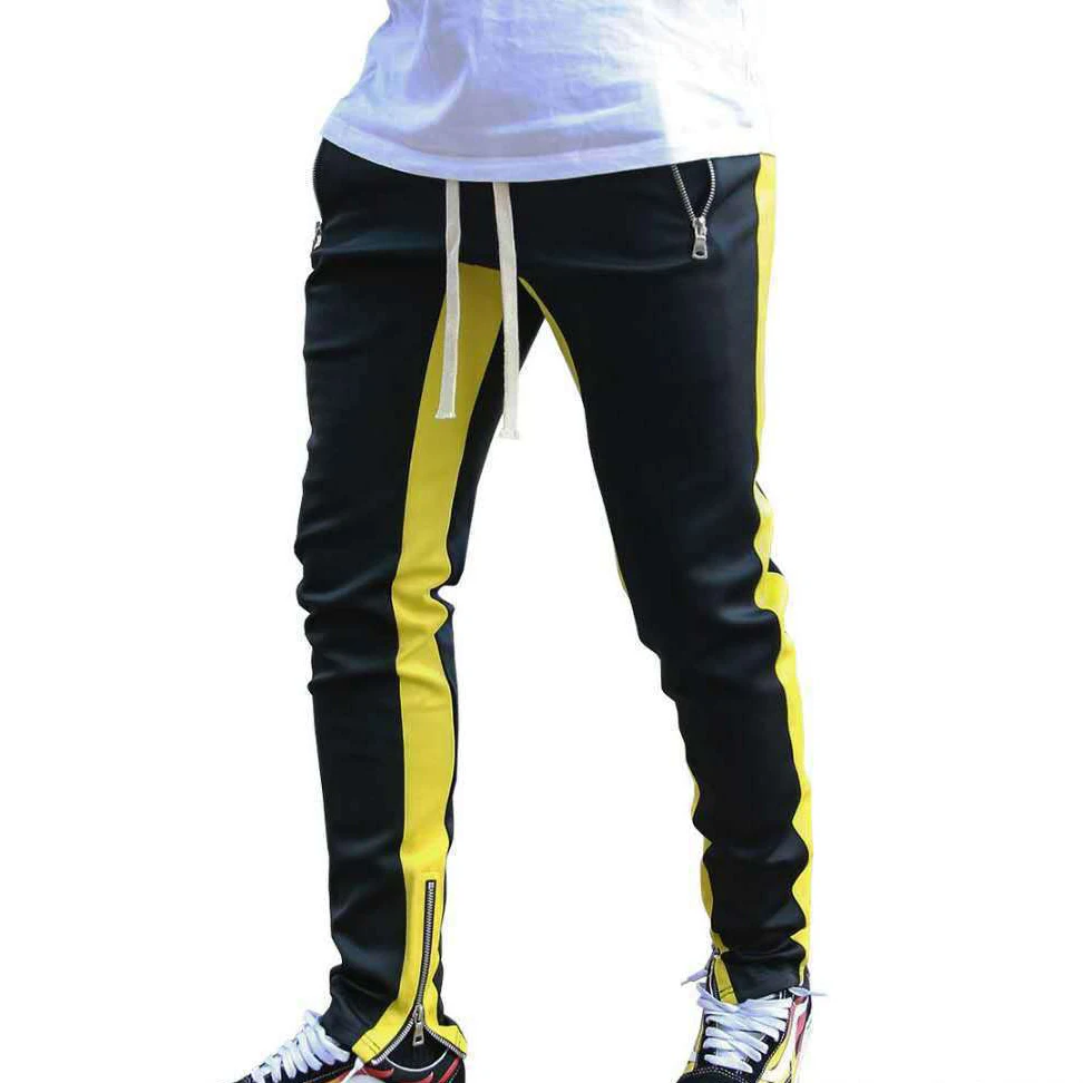 2022 New Sports Casual Pants Low Feet Zip Pocket Cotton Summer Pants Casual Men's Sports Pants Running Pants Splice Stripe Gym