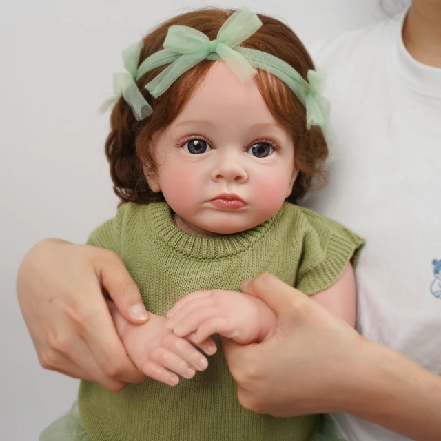 Finished Doll 60CM Bebe Reborn Doll Tutti Toddler Girl Doll Hand-painted 3D  Visible Veins Soft Touch Cloth Body Doll Boneca Bebe