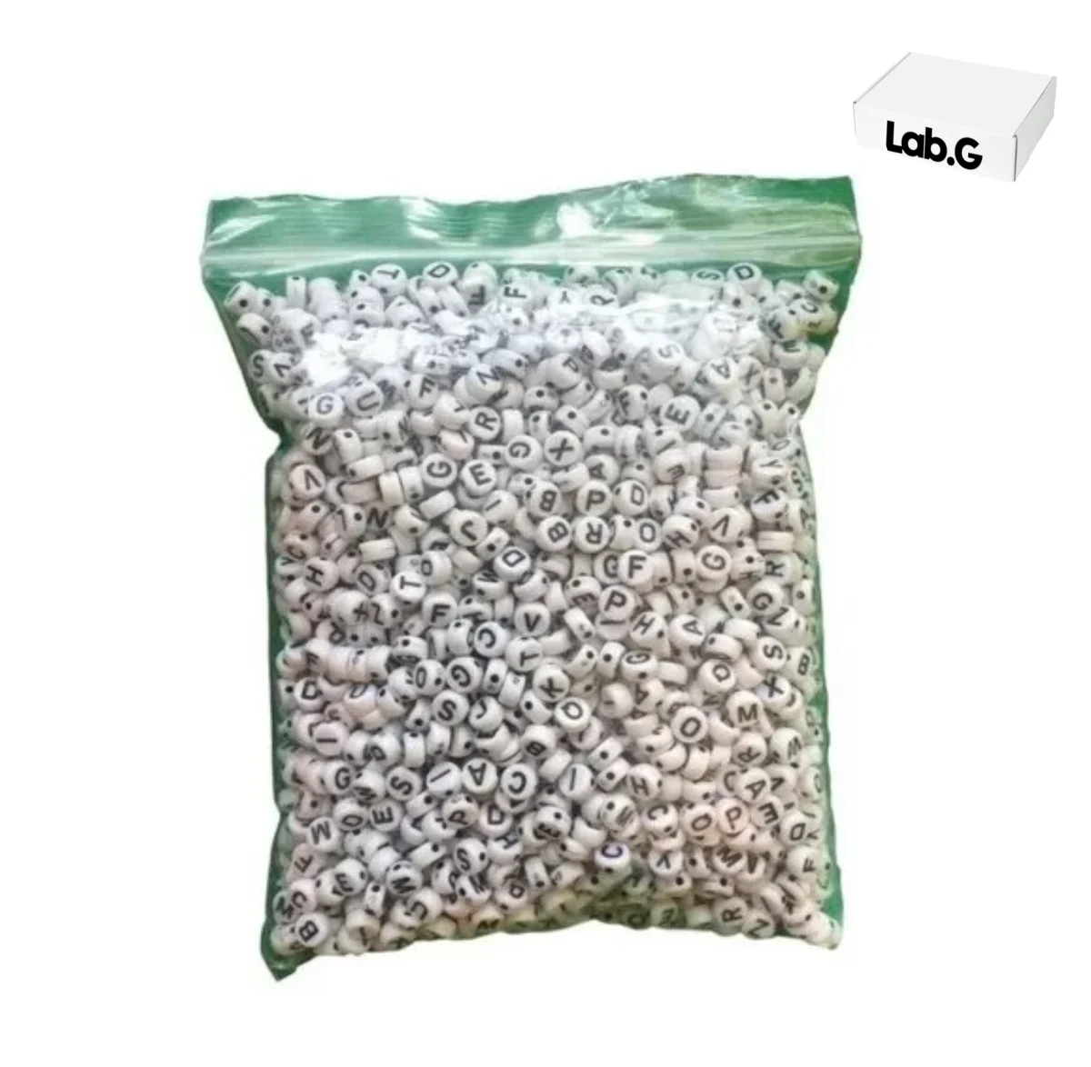 Letras Baratas Económicas Lab.G Bolsa 250 Gramos Más De 2000 Pzas blanco con negro