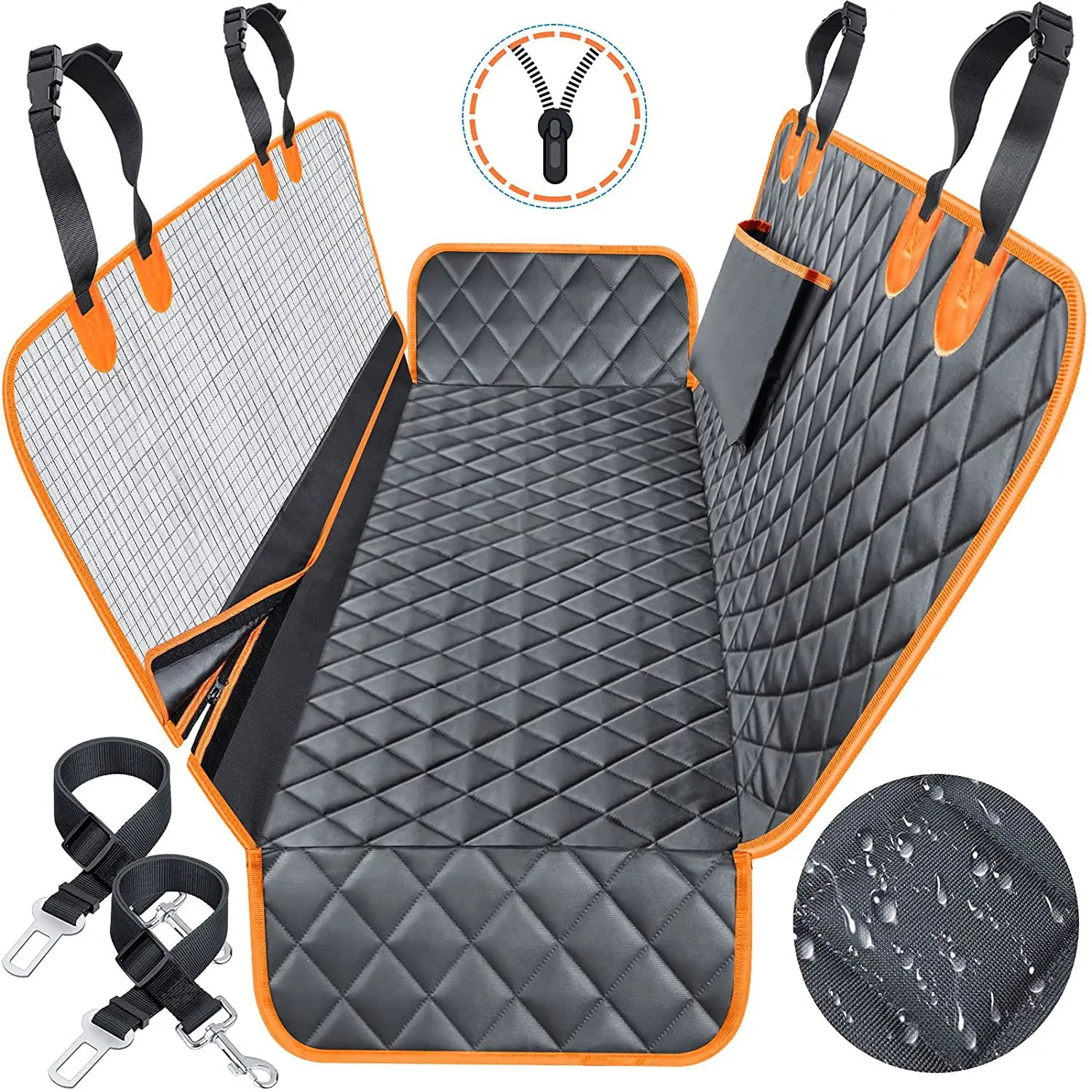 

Waterproof Pet Dog Car Seat Travel Cover Mat Car Hammock Cushion Protector With Zipper Pocket Mesh Dog Carrier