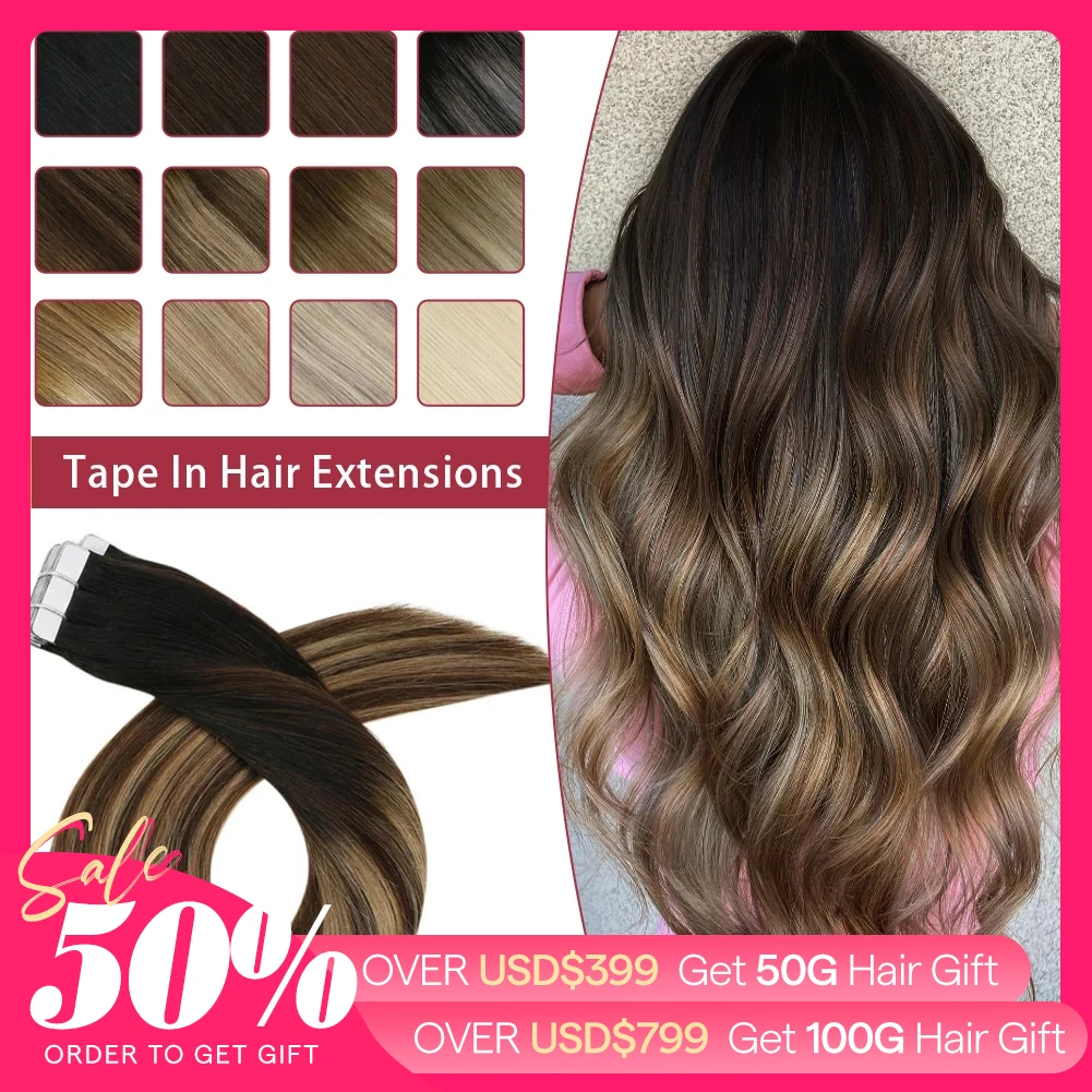 Moresoo Tape in Human Hair Extensions Brazilian Straight Remy Hair Extension Natural Invisible Seamless Tape ins 100% Real Hair