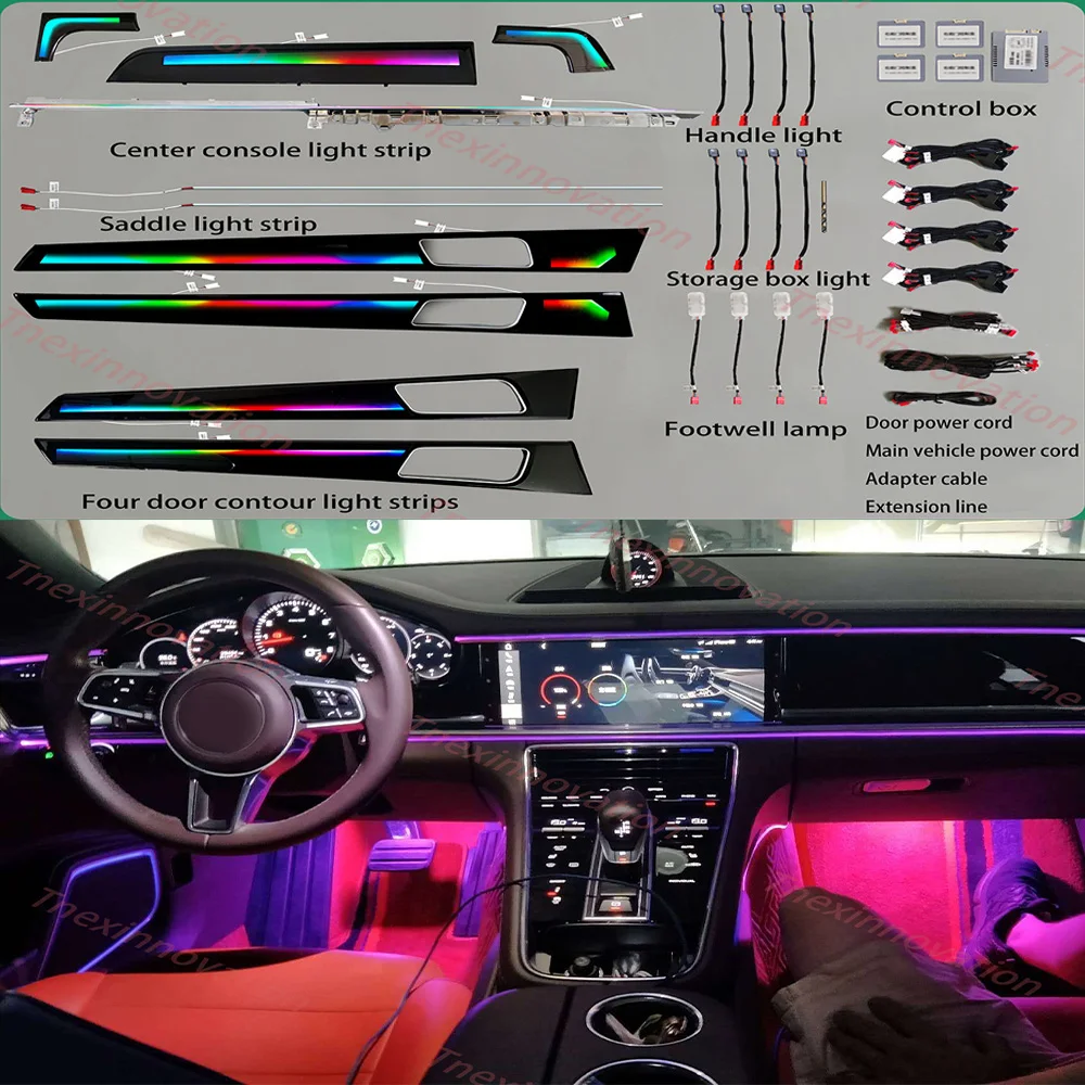 

Подходит для Porsche Panamera 2017-2023, 64 цвета, цвет окружающей среды, светоизлучающий гудок (красный, черный, бежевый на выбор)