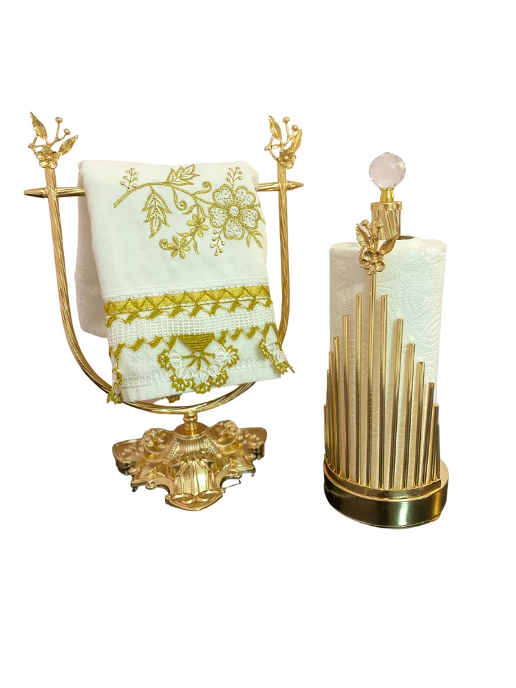 HandmadeGoldAndSilverPaperTowelHolderRollerElegantKitchen