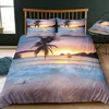 Dream NS Modern Nature Bedding Set 3D Digital Printing Beach Coconut Grove Summer Bedroom Bed Sheet Pillowcase Bedding Kit 4