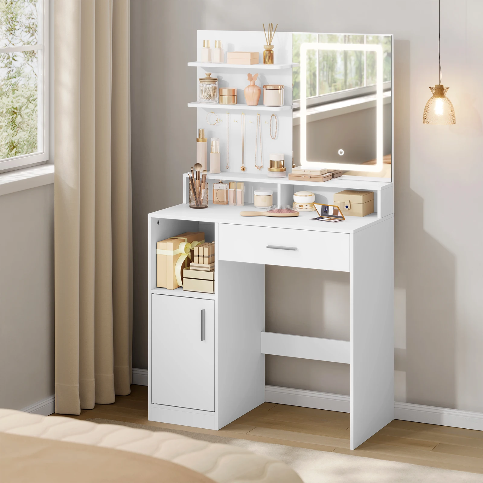 Toaletka kosmetyczna WOLTU z regulowanymi oświetleniem LED lusterkami z EU za $52.59 / ~201zł