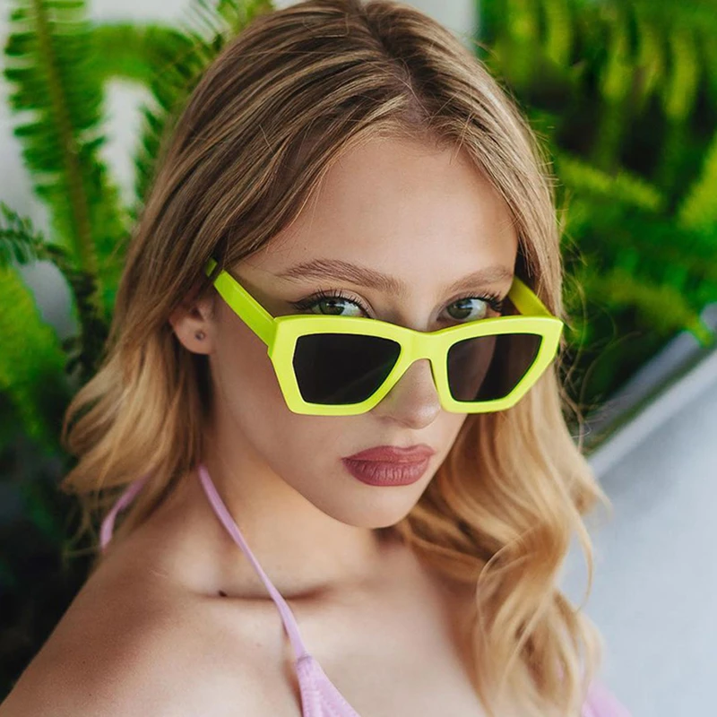 Yellow Sunglasses Women Ins Popular Square Ladies Sun Shades Retro Colors Oculos De Sol Feminino - - AliExpress