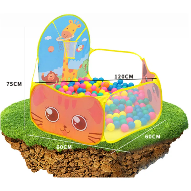 0.9-1.5M Portable Baby Playpen Children Ball Pit with Basketball Hoop Kid Dry Pool Folding Indoor Outdoor Garden Playhouse Toy