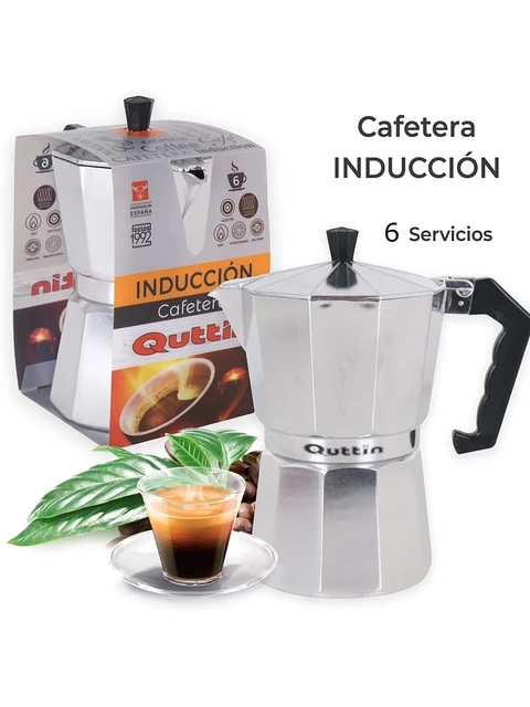 Cafetera Aluminio Italiana de Induccion 6 Tazas Apto Todo Tipo de Cocinas  Moka Express - AliExpress