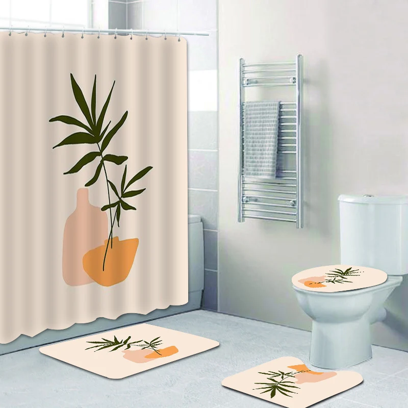 

Абстрактная Бохо линия растений художественная картина занавеска для душа набор для ванной минималистичный ботанический лист занавески для ванной коврик Домашний декор