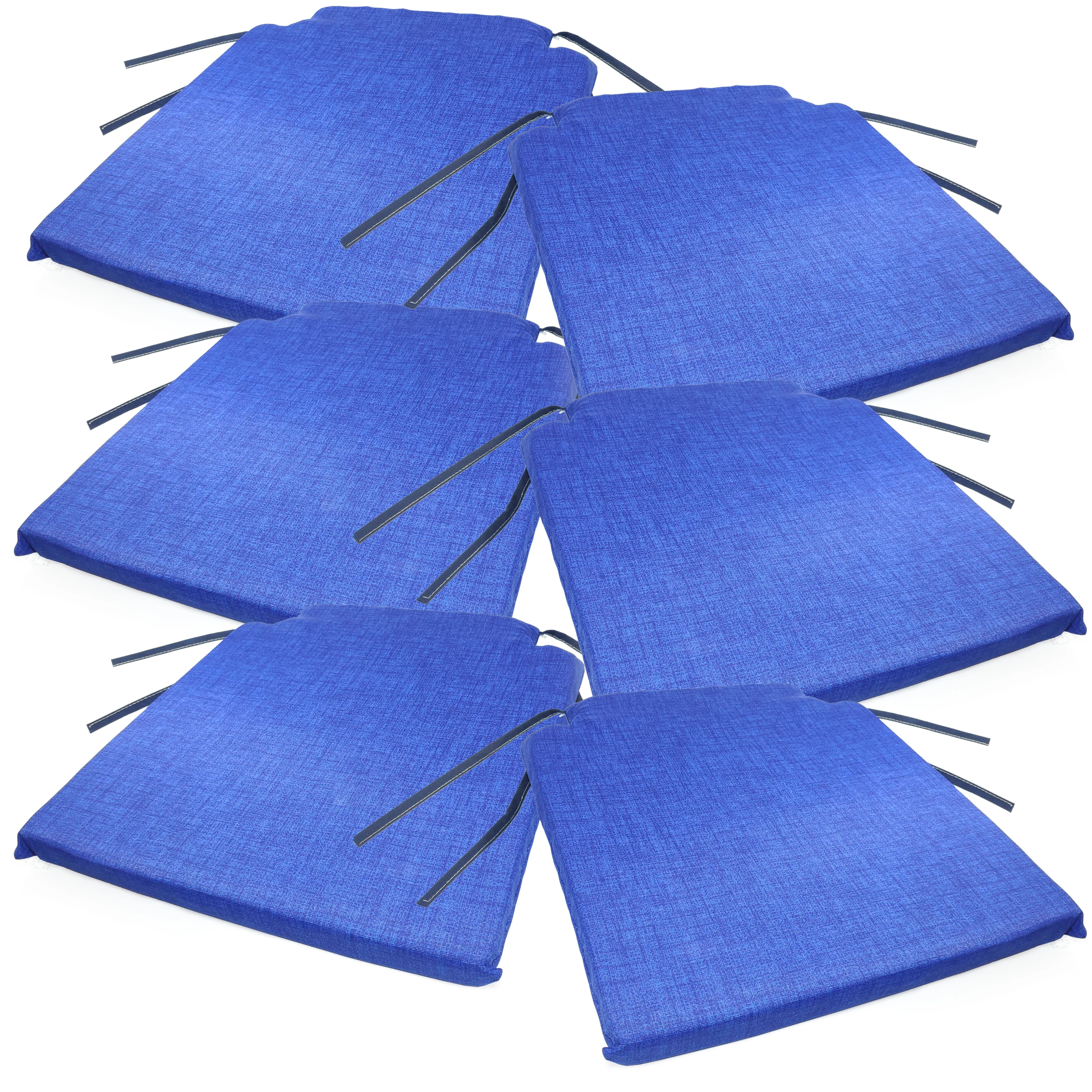 Fansu Cojines Para Sillas Con Lazos, Color Sólido Cojín De Silla Tatami Lino Espesar Suave Cojín De Silla Para Comedor Jardín Patio Cocina O Interior Exterior (Azul Claro,40x40x8cm