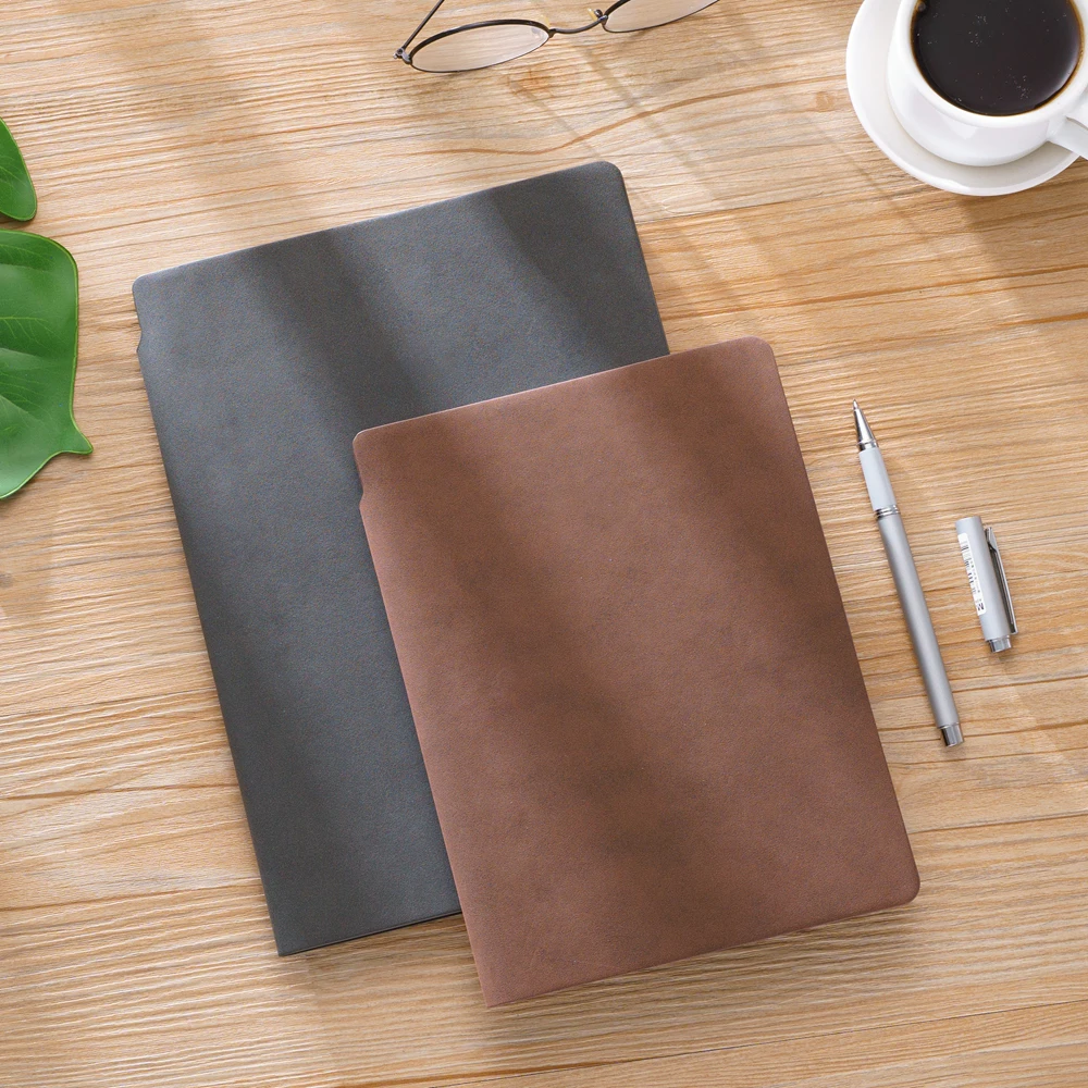 

B5 Wholesale Executive Diaries Leather,Dark Gray Soft Cover Leather Planner,Brown Leather Cover Notebook Journal Diary A5