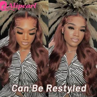 AliPearl Hair-Perruque droite pré-tressée en 3 parties brun foncé, densité 250%, 13x4, pre-c 6