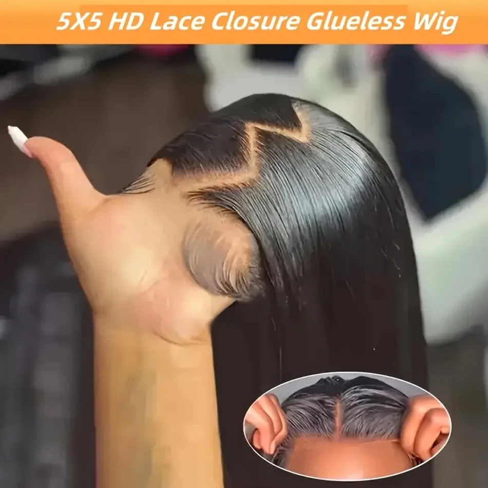 Glueless Wigs Human Hair Ready To Wear Bone Straight Lace Front Wigs Human Hair 7x5 Pre Cut Hd Lace Closure Wigs For Women 1