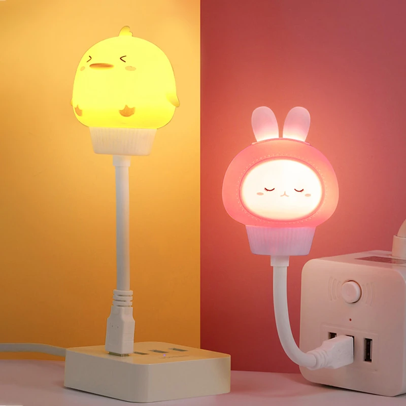 USB Night Light LED Cute Cartoon Night Lamp Bear Chick Kitten Remote Control for Baby Kid Bedroom Decoration Bedside Lamp