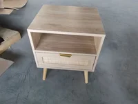 Прикроватная тумбочка Vine Богемная прикроватная тумбочка с открытой полкой, современная прикроватная тумбочка средневековья с золотой ручкой — изображение 4