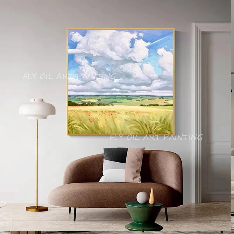 

Lansdcape blue sky 100% handmade oil painting abstract modern canvas wall art sitting room adornment decoration as a gift