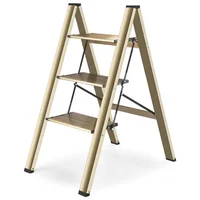 Échelle pliante légère en aluminium, échelle à structure triangulaire stable avec capacité de charge de 150 kg, design avec pédales antidérapantes et pieds en caoutchouc, échelle domestique en profilé d'aluminium épaissi, pliable ultra-mince pour gagner de la place, facile à ranger derrière la porte, le canapé ou le placard. 6