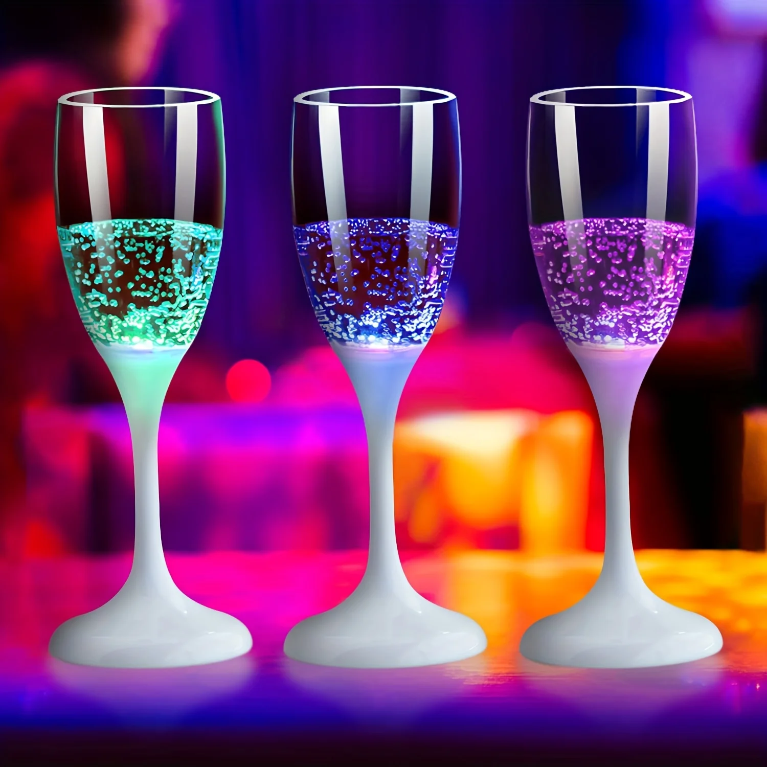 Glowing Shatterproof Champagne Flutes 6