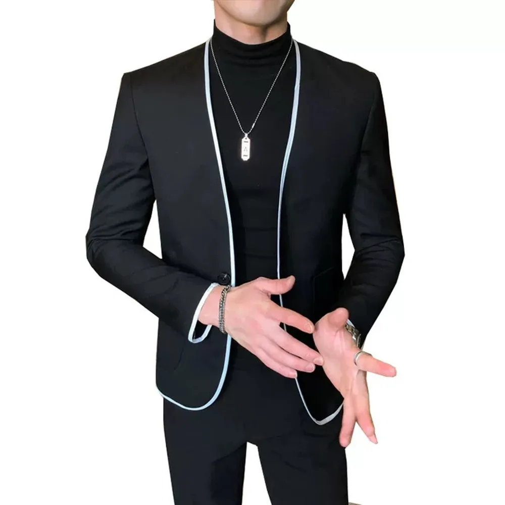 2023 Costume Homme Black Wedding Tuxedo Pant Terno Slim Fit One Button Groom Wear Formal Party Prom Men Suit Handsome Blazer