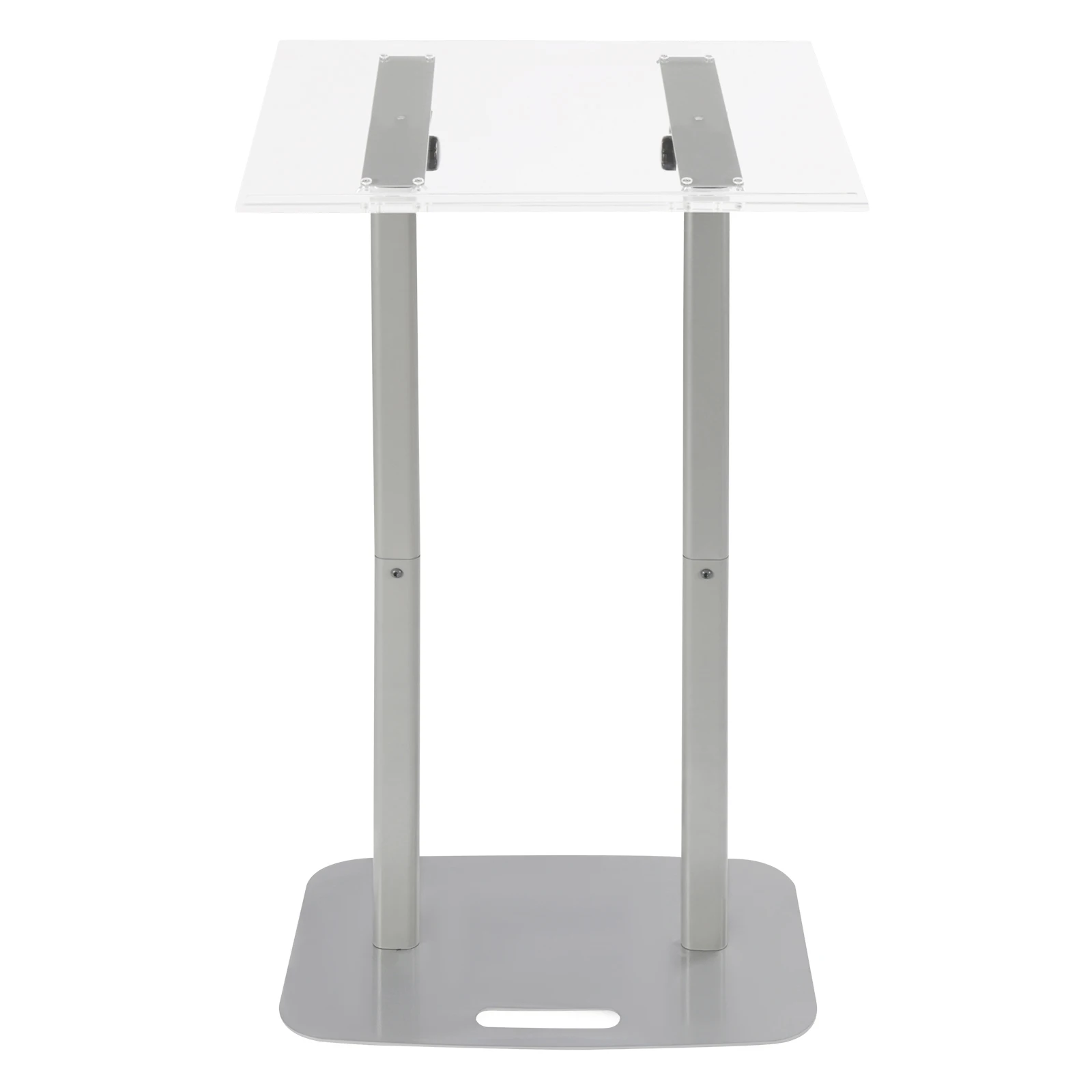 Clear Acrylic Podium Silver Iron Body and Base 46.46 Inch Height Floor Standing Lectern Pulpit Desk for Schools, Conference 3