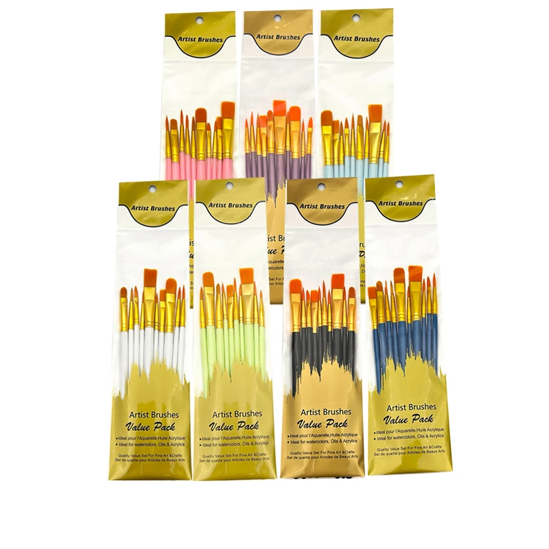 

10pcs Artist Paint Brushes Set Soft Nylon Hair Plastic Handle Artist Paintbrush for Kids Painting Acrylic Watercolor Gouache