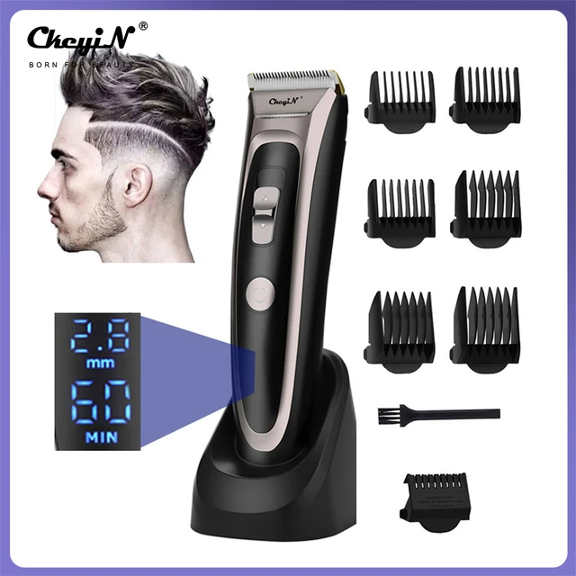 Tagliacapelli professionale a LED Trimmer uomo barbiere ricaricabile  tagliatrice di capelli lama in ceramica taglio di capelli a basso rumore e  pettine limite - AliExpress