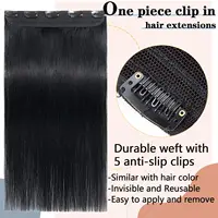 100% Clips brésiliens en une seule pièce Extension de cheveux naturel droit Remy cheveux humains Invisible sans couture pince en droite une seule pièce 2