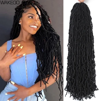 Wakego 14 18 24 Inches Nu Faux Locs Crochet Hair Faux Locks Crochet Braids Pre-lopped Soft Locs Braiding Hair For Women and Kids 1