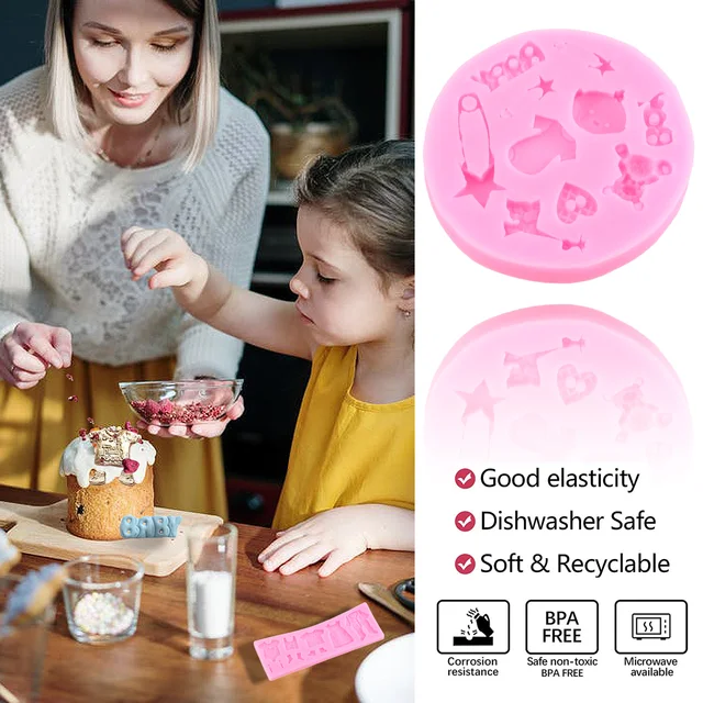 Baba Szilikon Formák Lábak Kézi Fondant Penész Zuhany Torta Díszítő Szerszámok Cukorkás Gyanta Agyag Csokoládé Gumpast - Image 3