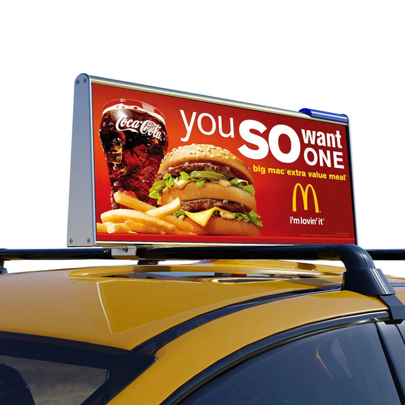 RGB Outdoor HD IP65 Billboard Taxi Car Top 3840HZ LED Video Wall