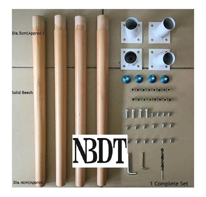 gamba-da-tavolo-conica-ad-angolo-verticale-in-legno-massello-da-4-pezzi-con-piedini-livellanti-in-stile-nordico