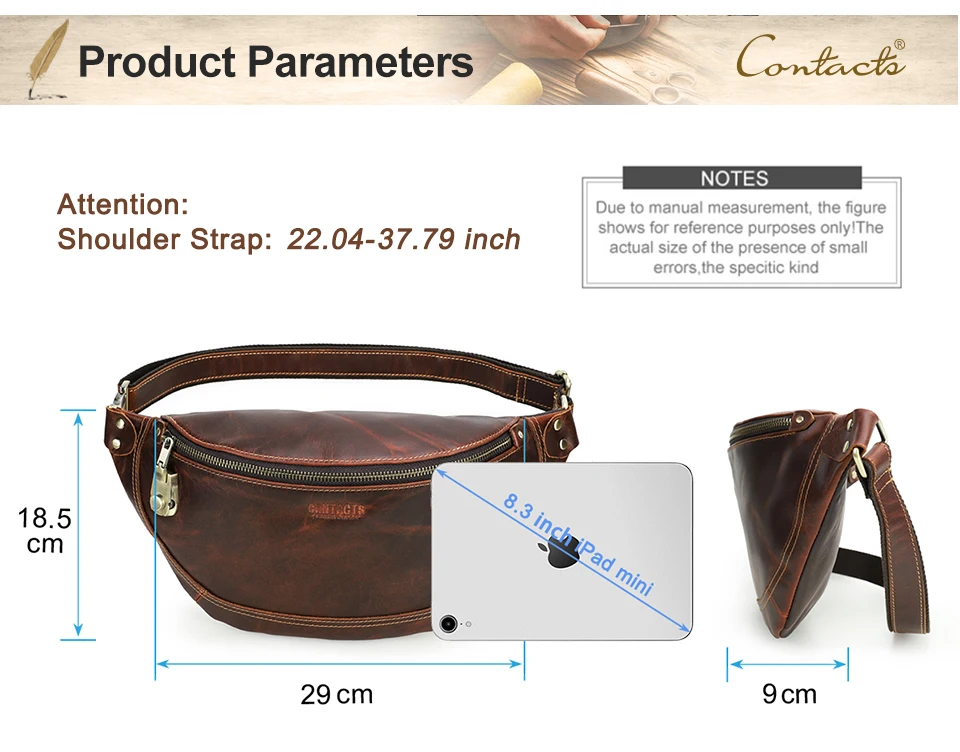 Kontakt Echt leder Männer Hüft tasche Designer Passwort Schloss Reise Taille Gürtel Gürtel Pack kleine Tasche Tasche männliche Brusttasche – Detail 4