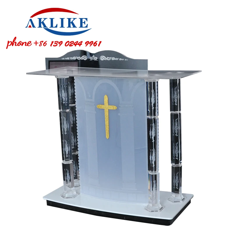 Church Pulpit New Blue Design Podium Crystal Lectern Acrylic Podium Pastor Other Commercial Furniture Lectern
