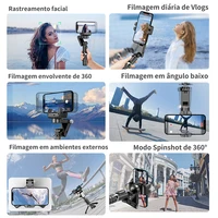 AXNEN Q18 Gimbal for Mobile Phone Stabilizer, 360 Auto Rotation Desktop Follow Selfie Tripod with Fill Light for Android iPhone 4