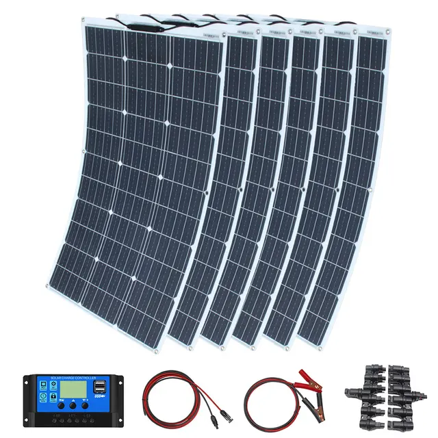 Kit de panneaux solaires portables et flexibles, chargeur de batterie 12V, extérieur, maison, montres, bateau, 100W, 200W, 300W, 400W, 500W, 600W 1