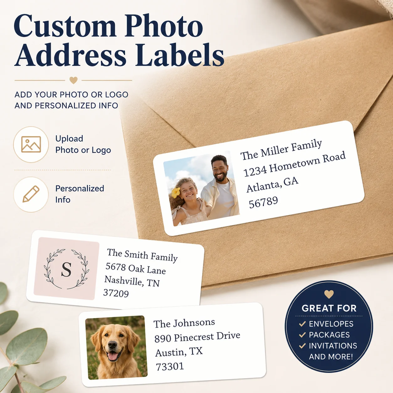 Personalized Photo and Address Stickers for Special Occasion Decor and Gift Tags
