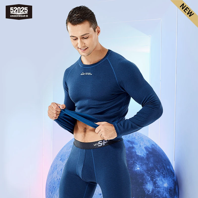 

52025 Warm Thick Thermal Underwear Men Thermal Underwear with Wool Silk Graphene Original Comfortable Long Johns Warm Base Layer