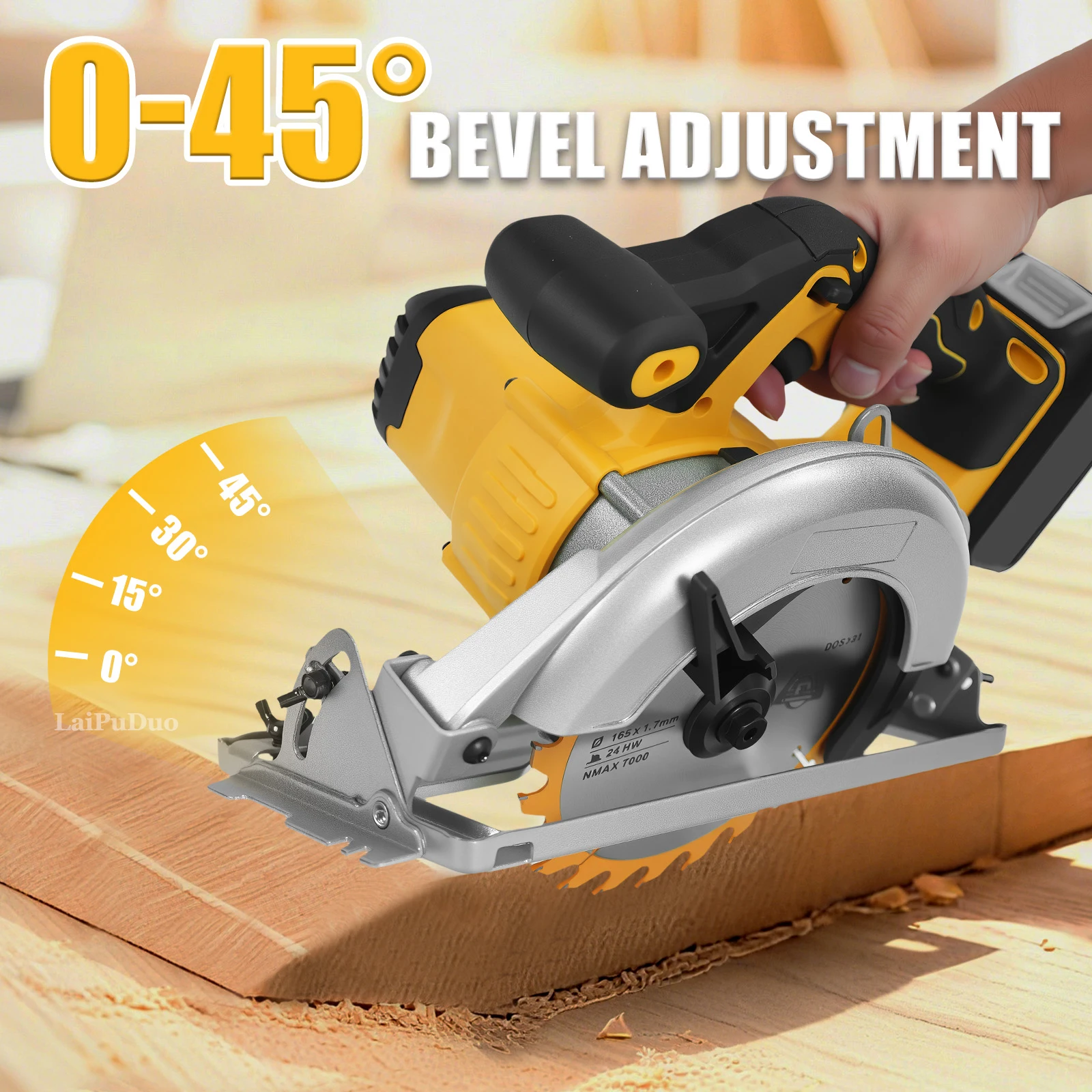 6.5Inch Brushless Electric Circular Saw 1000W Handheld Power Wood Saw Cordless W