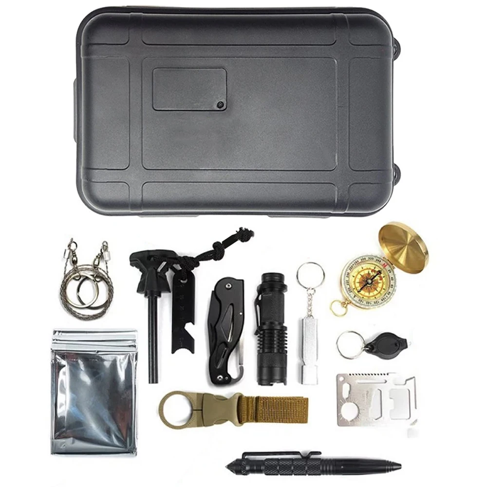 kit de supervivencia militar profesional multifunción con herramientas para  acampada, senderismo, montaña, pack con cuchillo, brújula, linterna  táctica, manta térmica - AliExpress