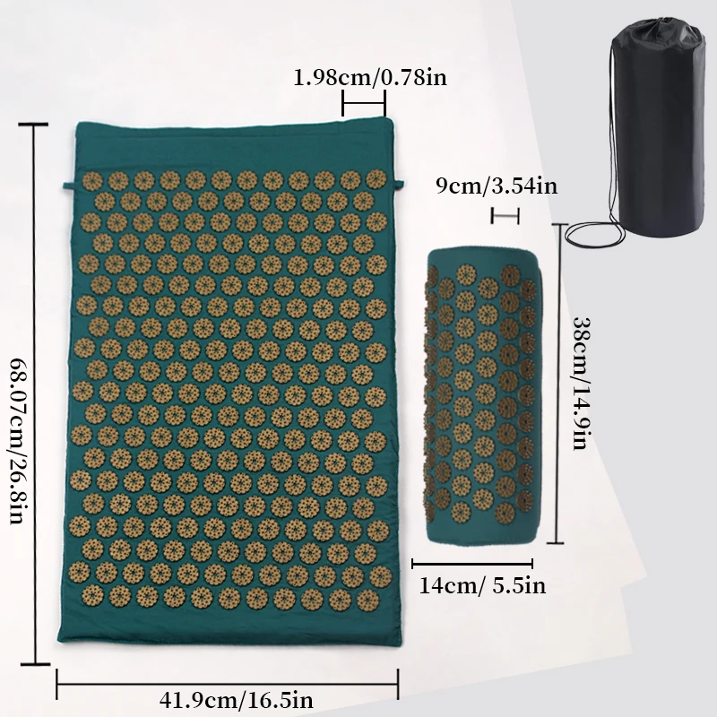 Massage Pad 68*42*2cm Acupressure Massage Mat & Pillow Set Free Storage Bag