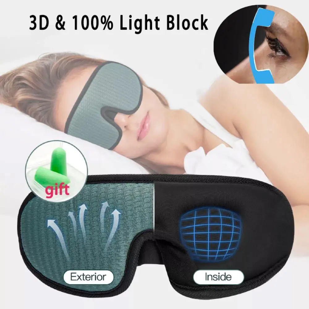 Maschera Per Dormire 3D 100% Blocking Light Travel Relax Sleep Aid Copertura Per Gli Occhi Sleep Night Smooth Soft Sleep Mask Blackout Blindfold