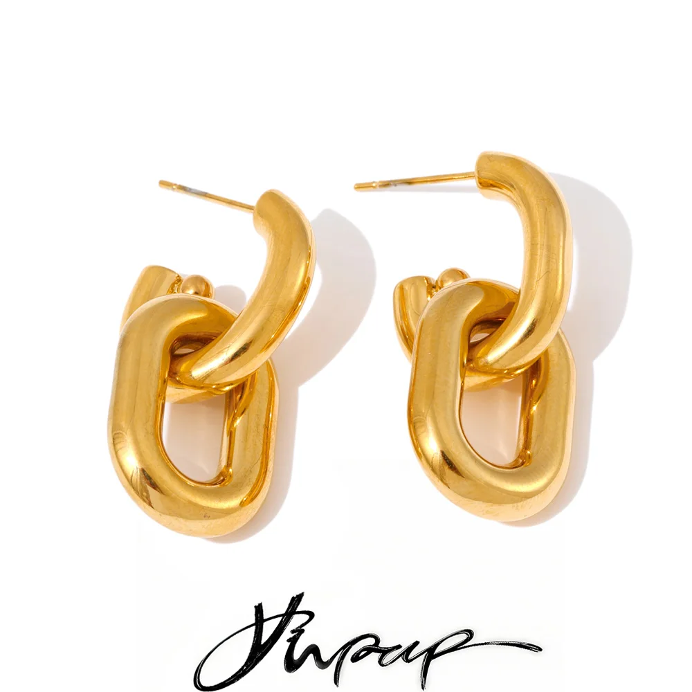 Yhpup Earrings Geometric Chunky Drop