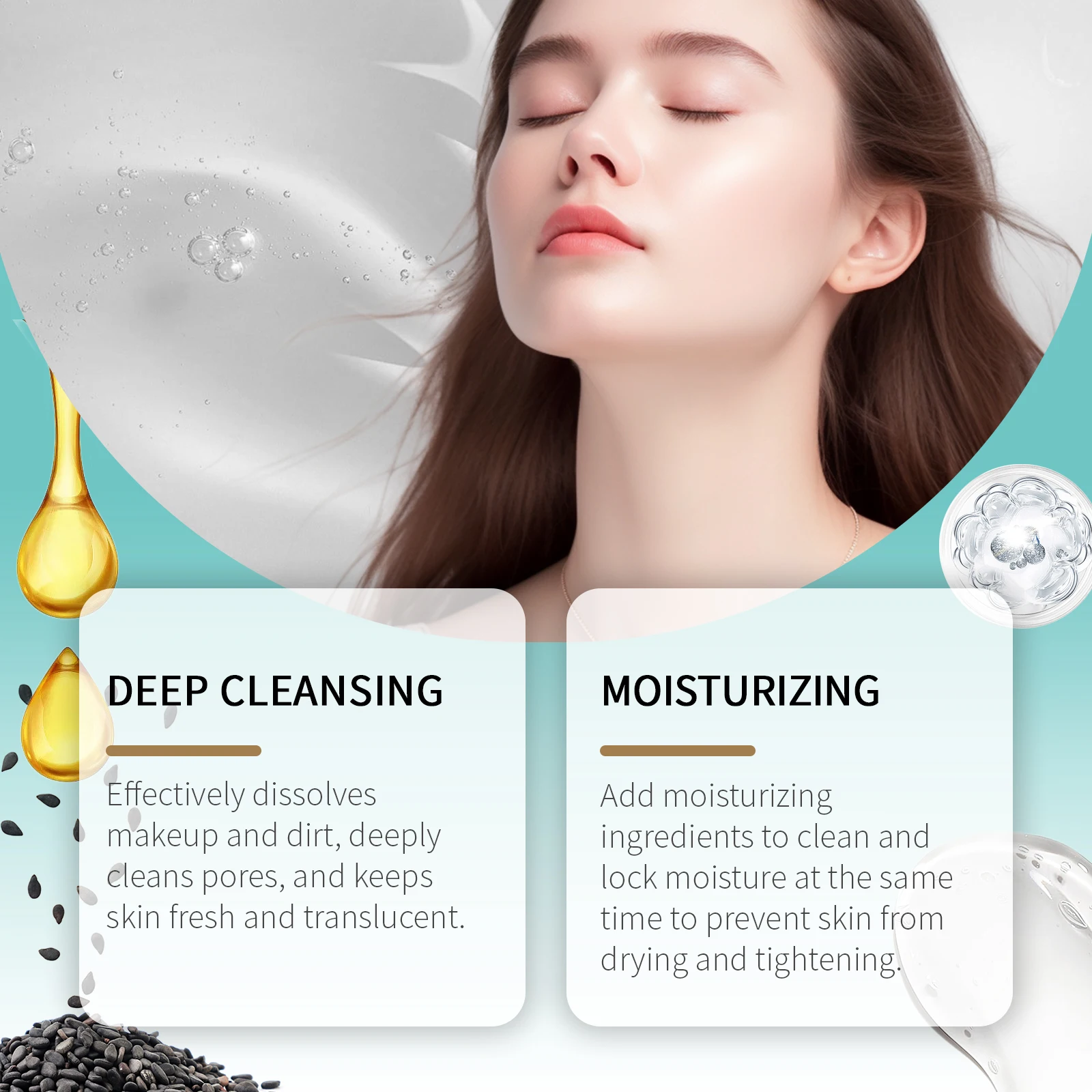 EELHOPE Face Cleaning Gel Quick Remove Makeup Cleaning Pore Dirts No Tight Moisturizing Oil Control Glowing Face Cleaning Gel