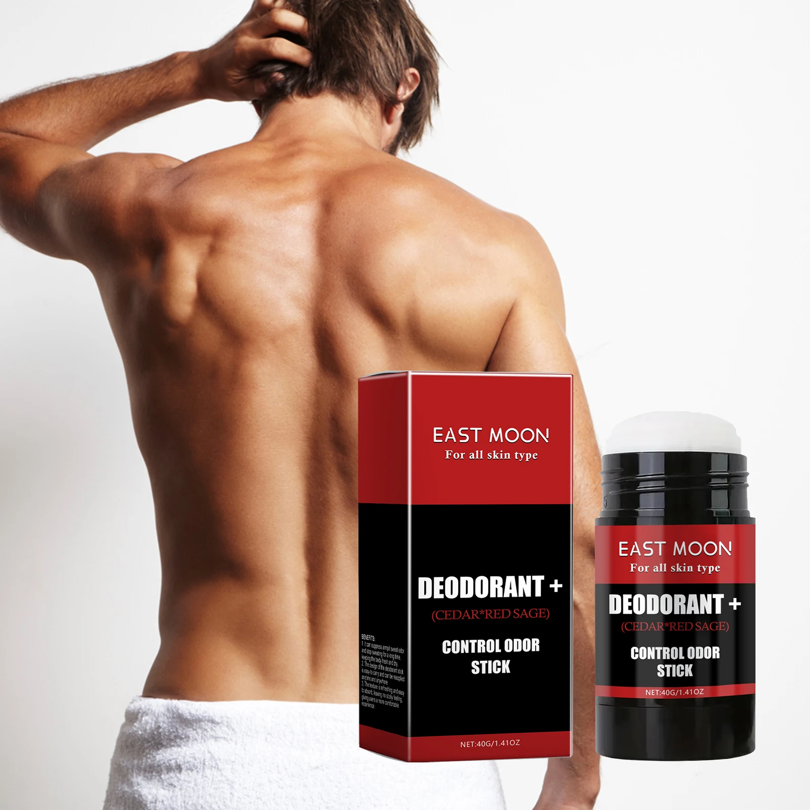 East Moon Natural Deodorant+ Stick Sweat & Odor Control Sensitive & Normal Skin Men Protection Antiperspirant Control Odor Stick 6