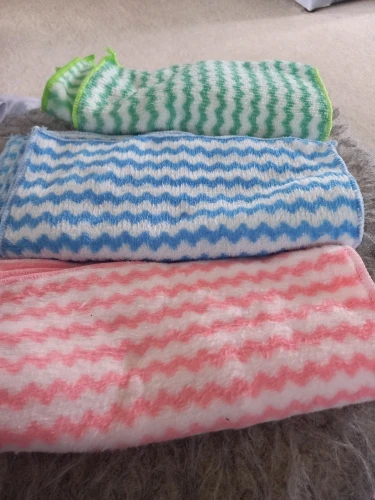 Microfiber Cleaning Cloth Velvet Thickened Dishcloths High Absorbent Scouring Kitchen Washing Dish Rags Household Wipe Towels photo review