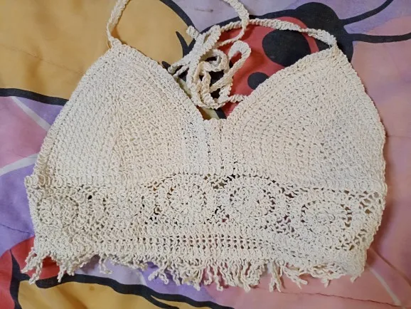 Women's Y2K Bohemian Knitted Halter Crop Top photo review