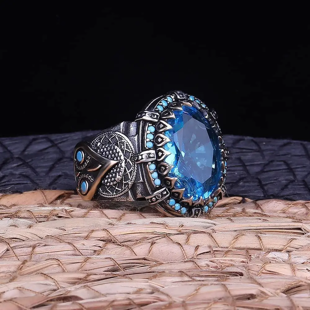 Mens925SterlingSilverRingGiftforMenJewelryRealNaturalStone