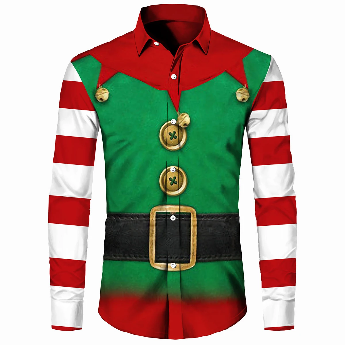 

Men's Christmas Colorful Print Short/Long Sleeve Lapel Shirt Hawaiian Style Button Tops Blusa for Party Holiday Festival Costume